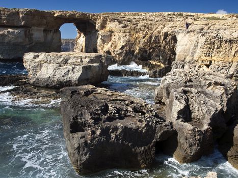 The Azure Window is a unique massive geologic formation in Gozo in Malta and the Blue Hole is the most popular diving site in the Mediterranean