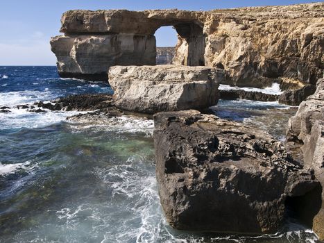 The Azure Window is a unique massive geologic formation in Gozo in Malta and the Blue Hole is the most popular diving site in the Mediterranean