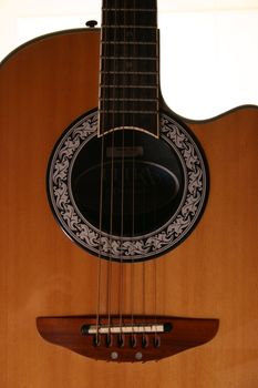 Close-up of an acoustic guitar