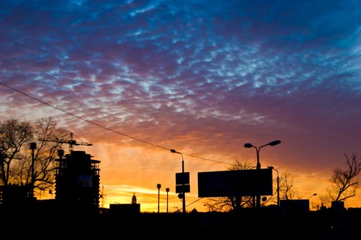 city series: cloudy sunset on the modern city