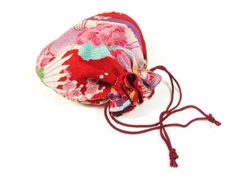 Traditional Japanese woman bag over white background          
