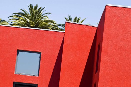 Modern red building detail