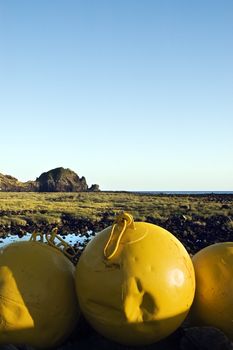 Demolition balls by the sea