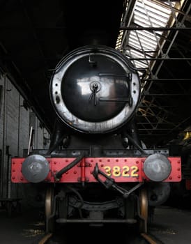No. 3822 GWR 2884 Class in shed at the Didcot Railway Centre
