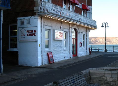 Seaside Fish and Chip Restaurant at Swanage, Dorset, Britain
