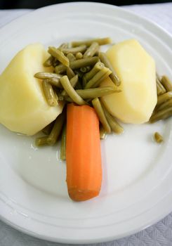 Sexual obsess boiled vetetables meal, carrot, potaroes, green beans