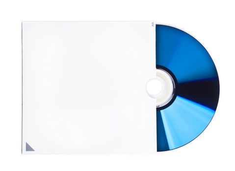 Isolated image of CD or DVD in a white blank case