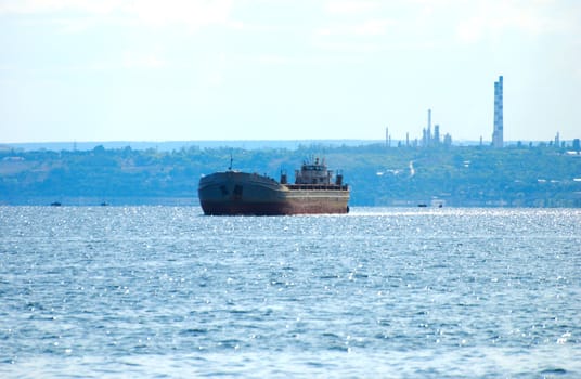 The oil tanker floating down the Volga.