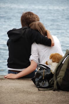 Lovers on the bank of the river