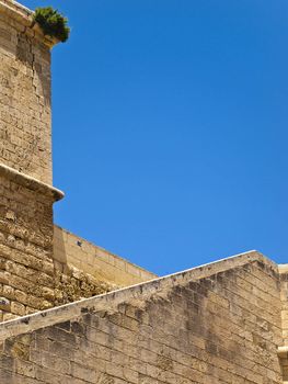 Detail from one of the bastion curtains in the citadel in Gozo