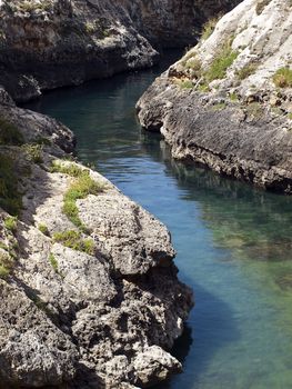 Beautiful sea inlet on the island of Gozo in Malta