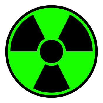 Round radiation warning sign on white background