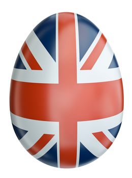 Easter egg with a flag of United Kingdom. 3D render.