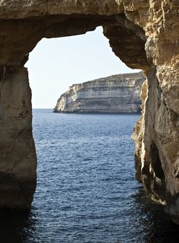 The Azure Window is a unique massive geologic formation in Gozo in Malta