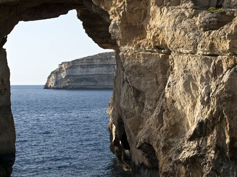 The Azure Window is a unique massive geologic formation in Gozo in Malta