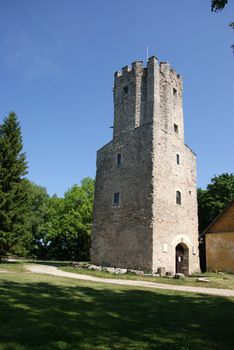 Estonia Porkuni. Reliable strong defensive the castle-tower. 15 century