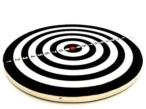 black and white dartboard over the white background