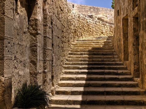 One of the medieval streets in the citadel in Gozo