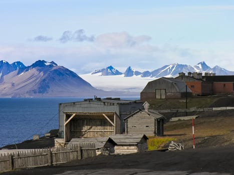 Rural huts and housing landscape at Artic Circle in Svalbard