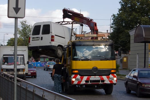 Car loading in the street cities