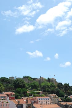 beautiful landscape view of Lisbon (Castle and 25th April Bridge)