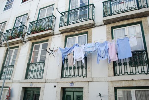 traditional building with clothes drying at the window