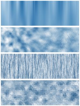 Set of four blue banners with various textures for use as templates or background