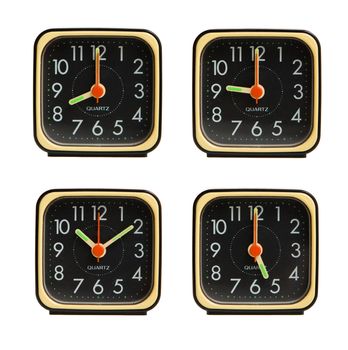 Set of small clocks showing various time, typical hours of a work day