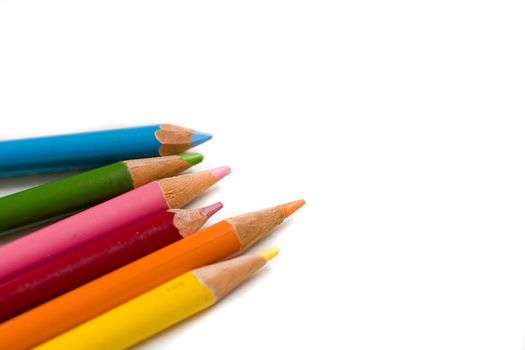 Set of color pencils with copy space for text insertion