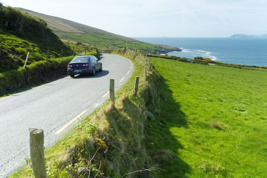 Car on an Irish road at Beara