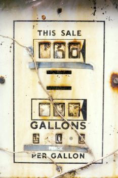 broken indicator of vintage gas pump