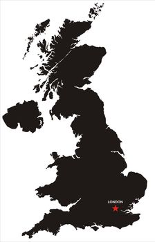 a map of great britain in black
