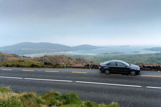 Car parked by the road at Ireland's Ring of kerry