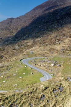 Road going down the valley heading to Gap of Dunloe, Ireland