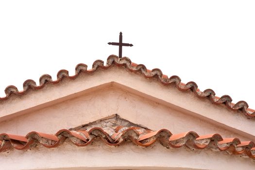 Roof top of Greek-orthodox stone chapel.