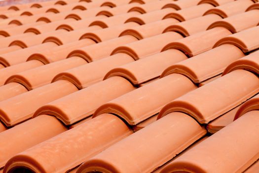 Background texture pattern of red ceramic roof shingles