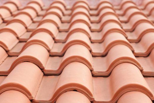 Background texture pattern of red ceramic roof shingles