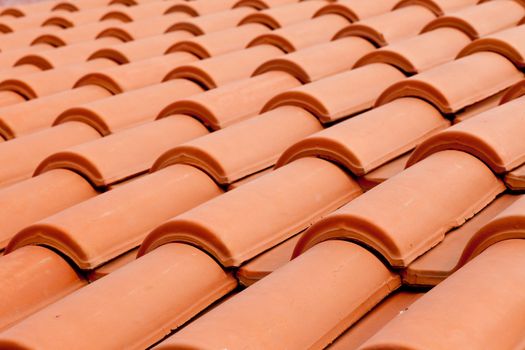 Background texture pattern of red ceramic roof shingles