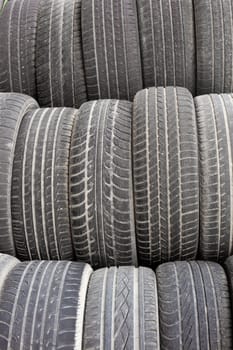 Background texture pattern of old tires for rubber recycling.