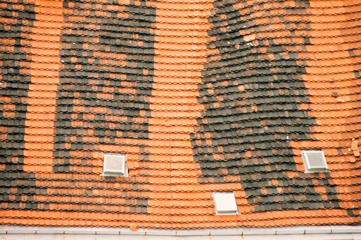 Background texture pattern of old ceramic roof shingles