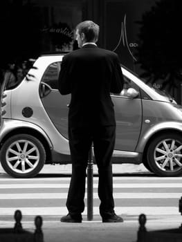 Man on the street in Paris.     