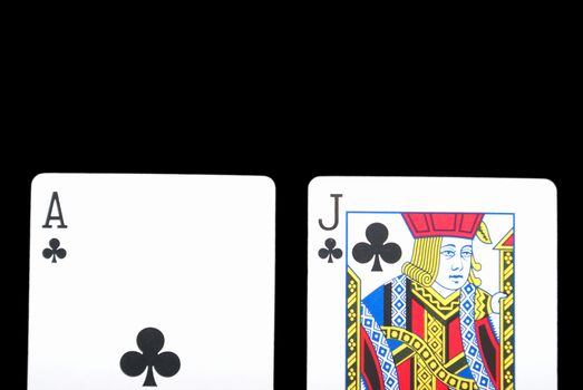 A winning hand in the card game black jack.