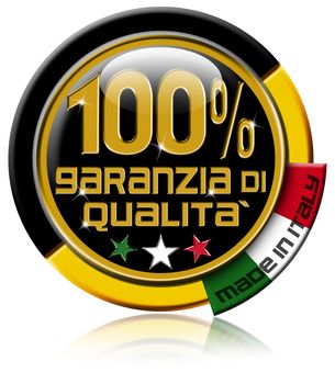 black and gold Icon, marked "100% garanzia di qualità made in Italy" and italian flag