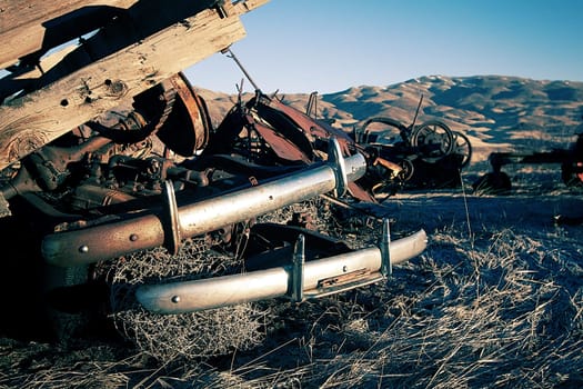 old junk in a field