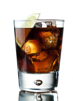 Glass of cola, cuba libre, whiskey cola