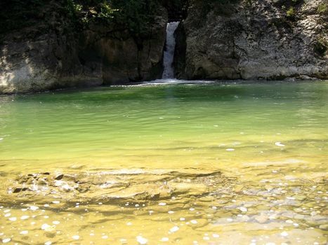 Waterfall drop in green