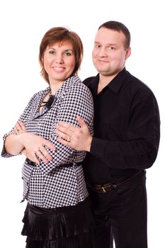 Cheerful Middle aged couple together isolated on white