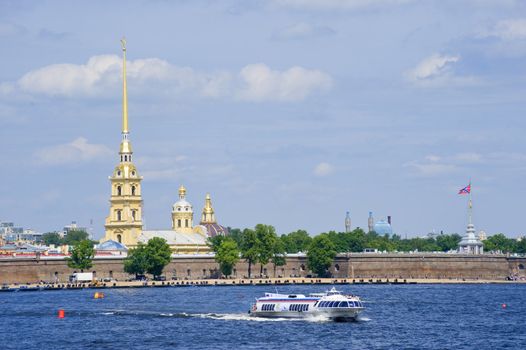 View on Neva river in Sankt Petersburg, Russia