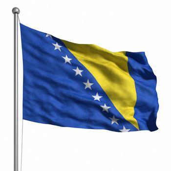 Flag of Bosnia and Herzegovina. Rendered with fabric texture (visible at 100%). Clipping path included.