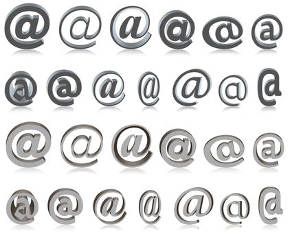 Isolated Email symbols with slight reflection